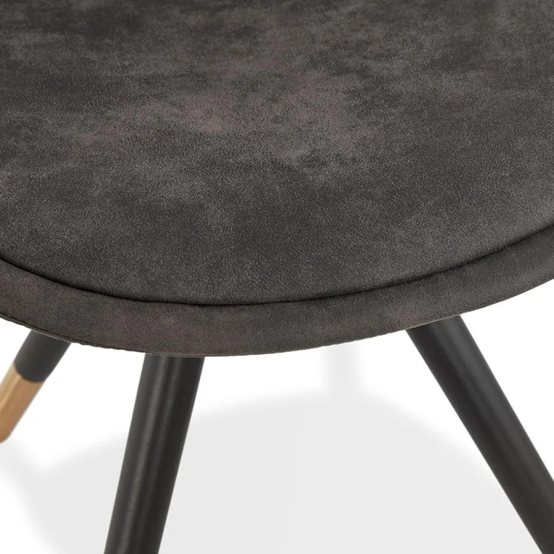 Chaise design 'MAGGY' en microfibre grise et pieds en bois noir