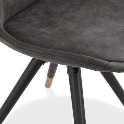 Chaise design 'MAGGY' en microfibre grise et pieds en bois noir