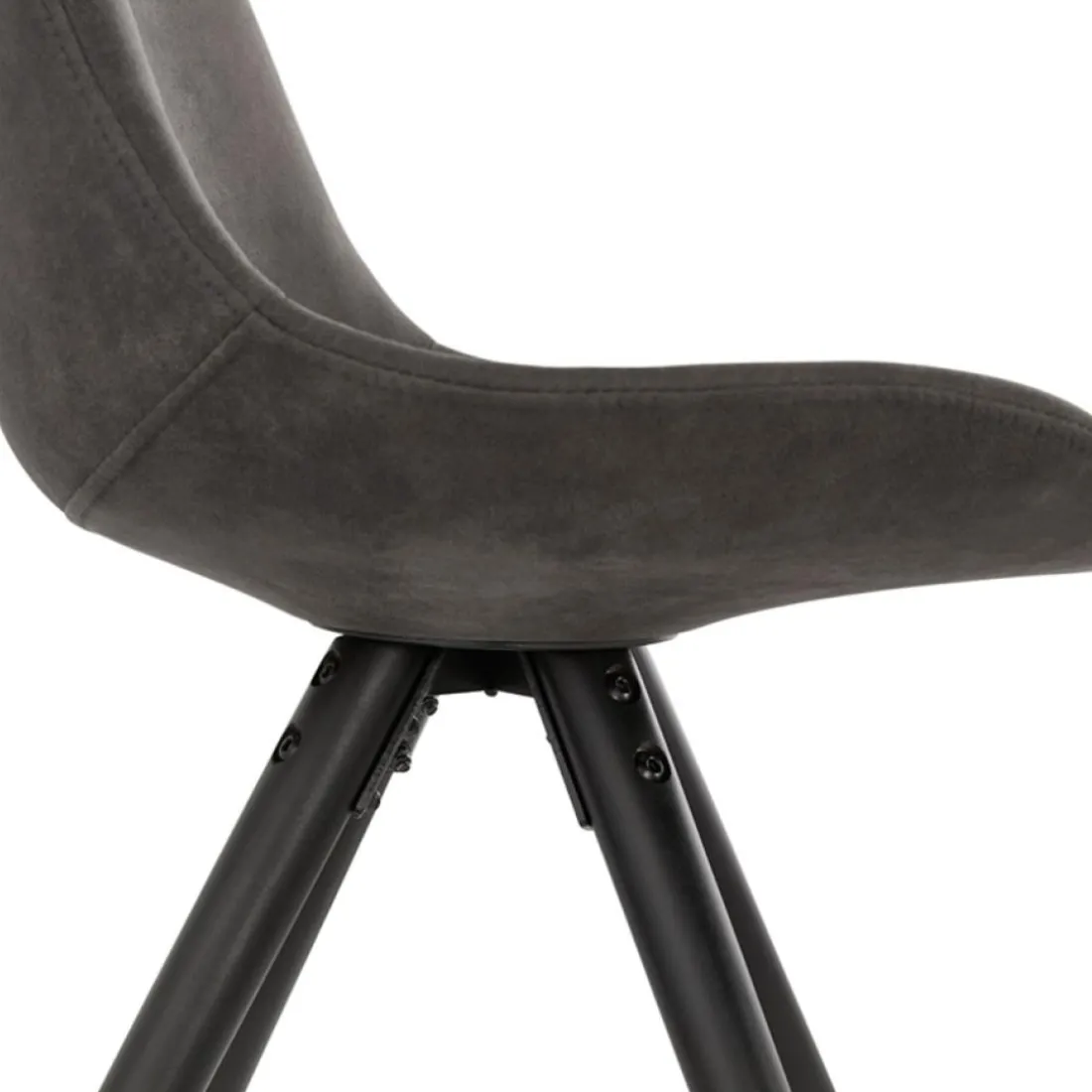 Chaise design 'MAGGY' en microfibre grise et pieds en bois noir