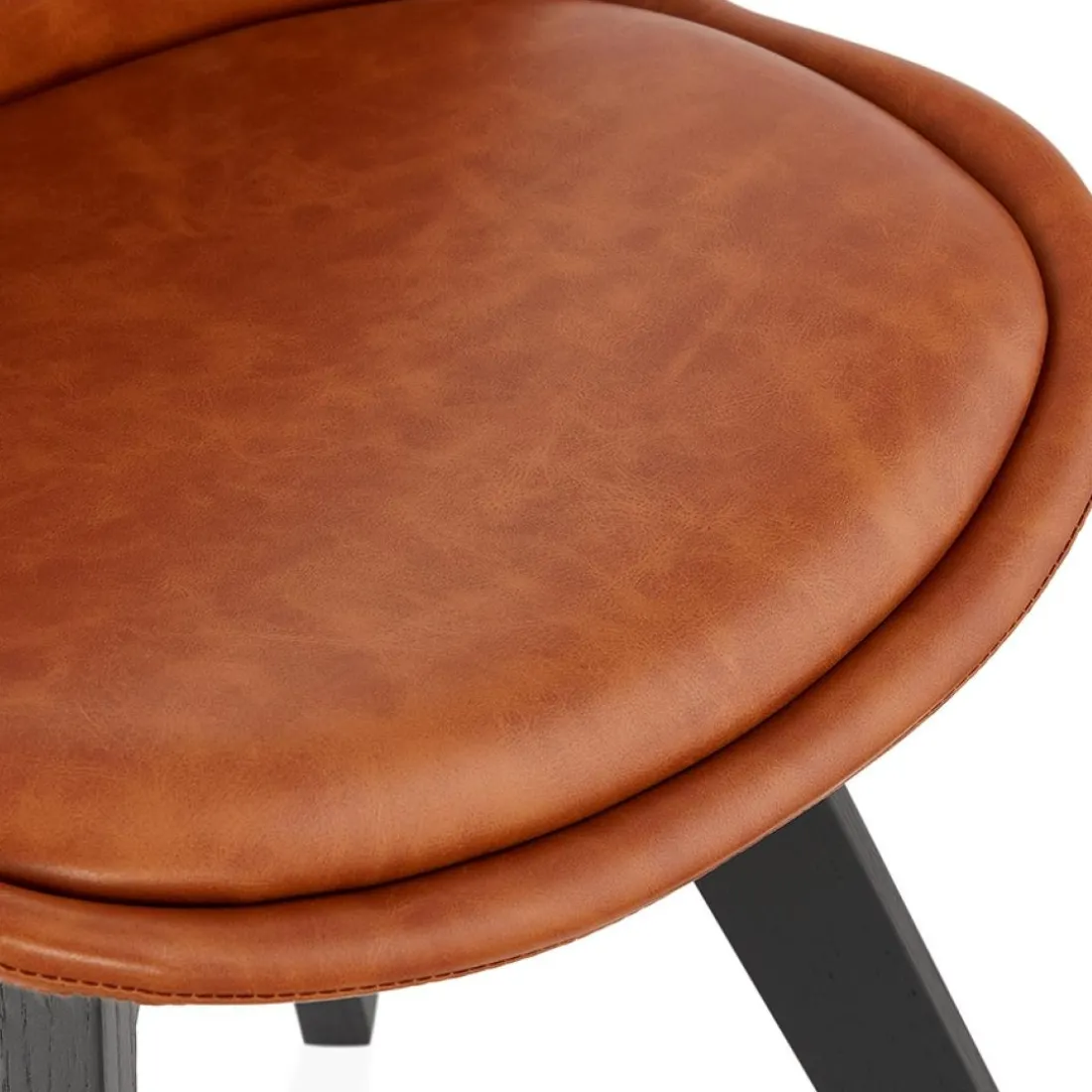 Chaise design 'NIAGARA' brune avec pieds en bois noir