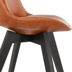 Chaise design 'NIAGARA' brune avec pieds en bois noir