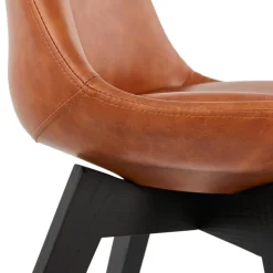 Chaise design 'NIAGARA' brune avec pieds en bois noir