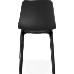 Chaise design 'PACIFIK' noire avec pieds en bois noir