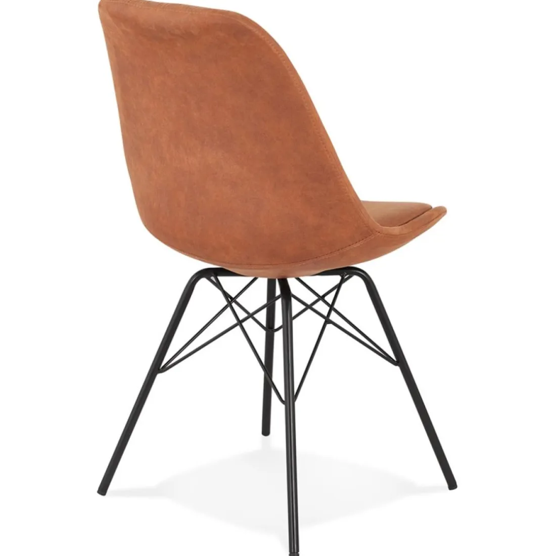 Chaise design 'ROYAL' en microfibre brune et pieds en métal noir
