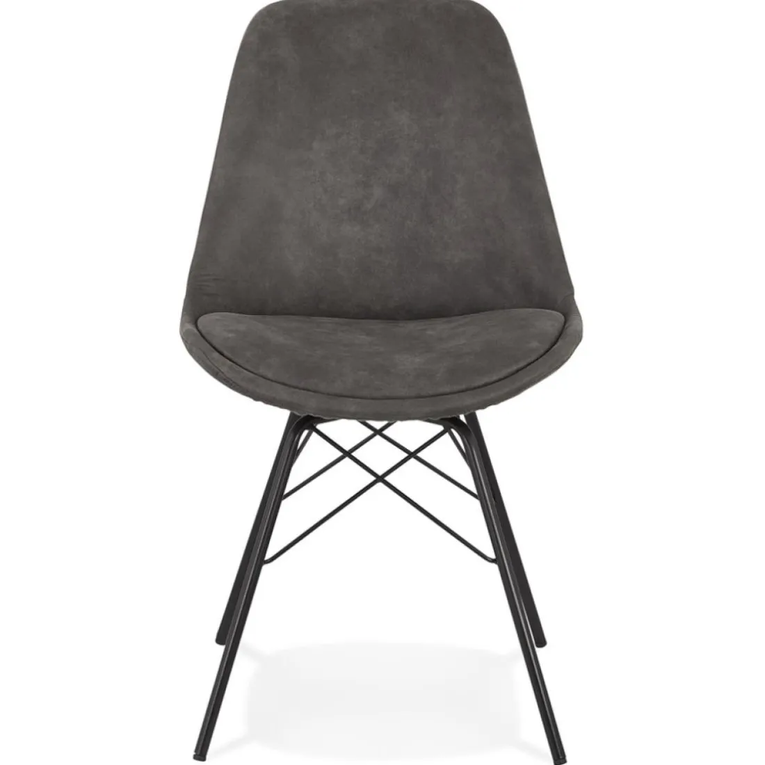 Chaise design 'ROYAL' en microfibre grise et pieds en métal noir