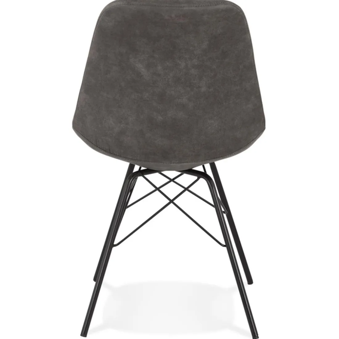 Chaise design 'ROYAL' en microfibre grise et pieds en métal noir