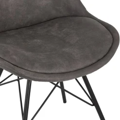 Chaise design 'ROYAL' en microfibre grise et pieds en métal noir