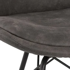 Chaise design 'ROYAL' en microfibre grise et pieds en métal noir