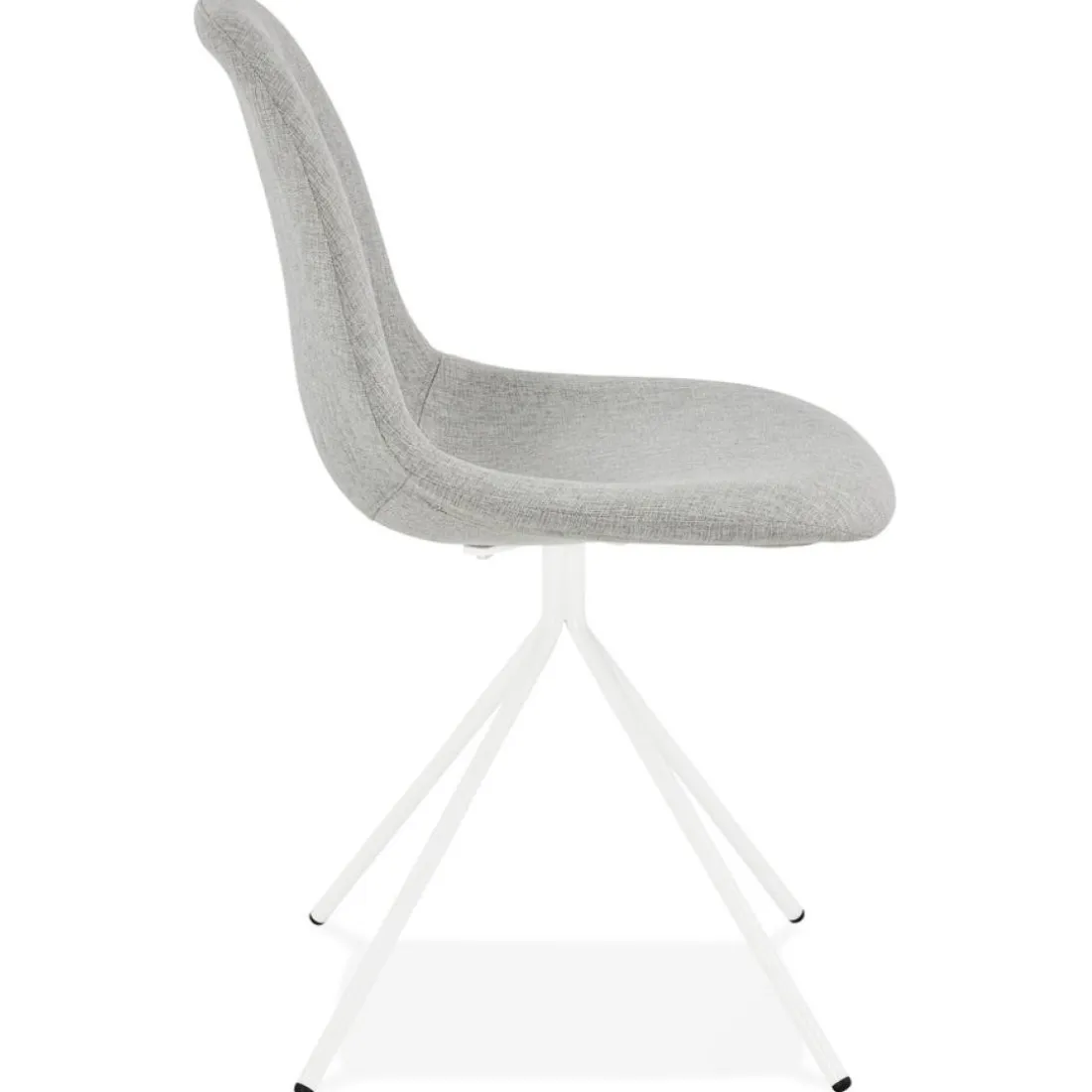 Chaise design 'TAMARA' en tissu gris avec pied en métal blanc