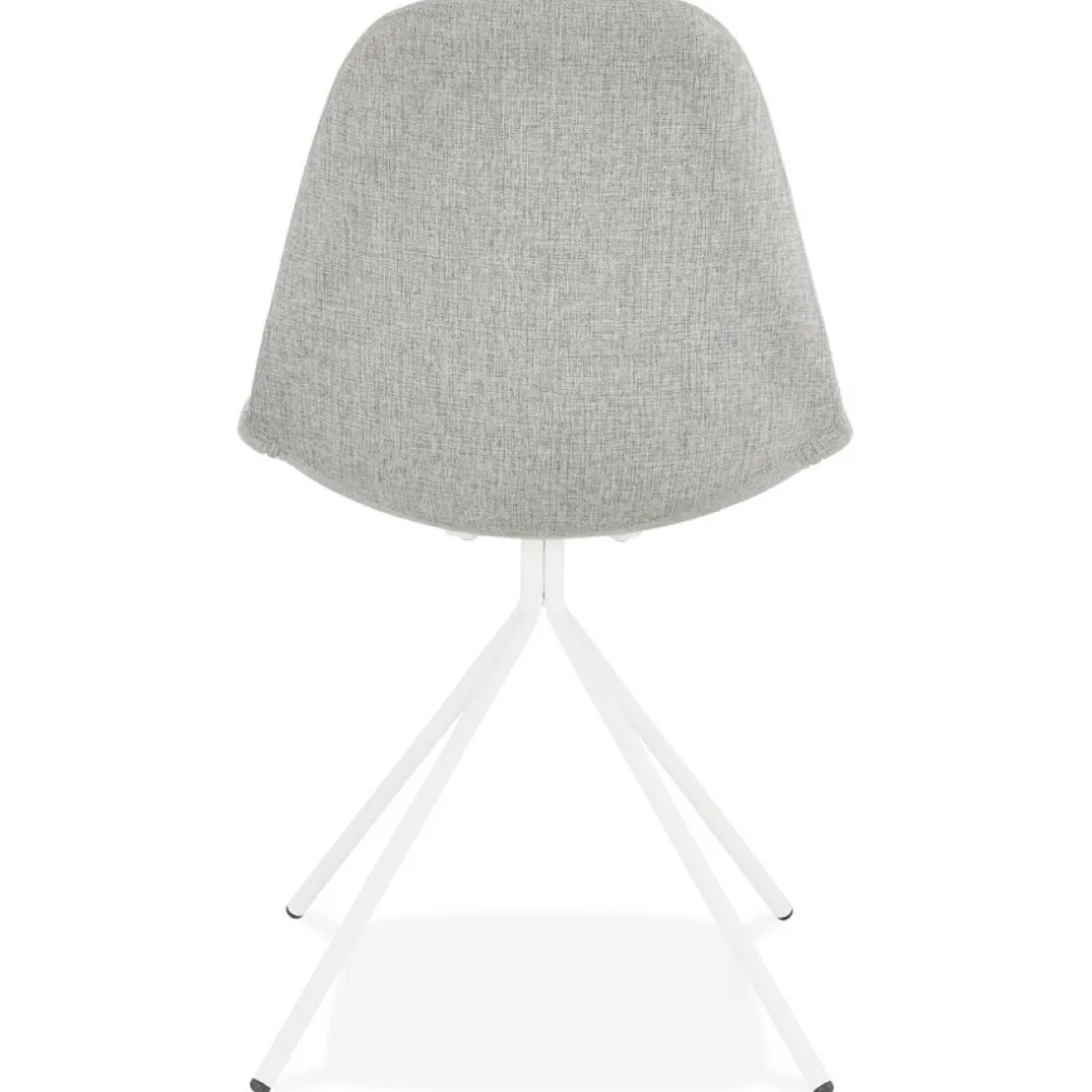 Chaise design 'TAMARA' en tissu gris avec pied en métal blanc