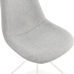 Chaise design 'TAMARA' en tissu gris avec pied en métal blanc
