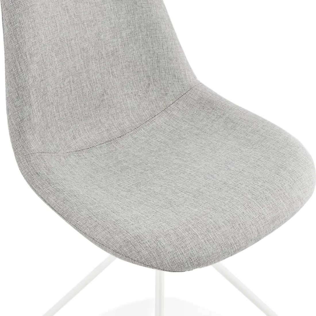 Chaise design 'TAMARA' en tissu gris avec pied en métal blanc