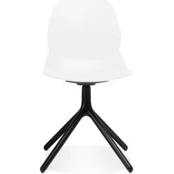 Chaise design 'TUCANA' blanche avec pieds en métal noir