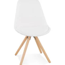 Chaise design 'VALENTINE' en tissu bouloché blanc style scandinave
