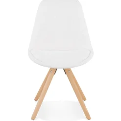 Chaise design 'VALENTINE' en tissu bouloché blanc style scandinave