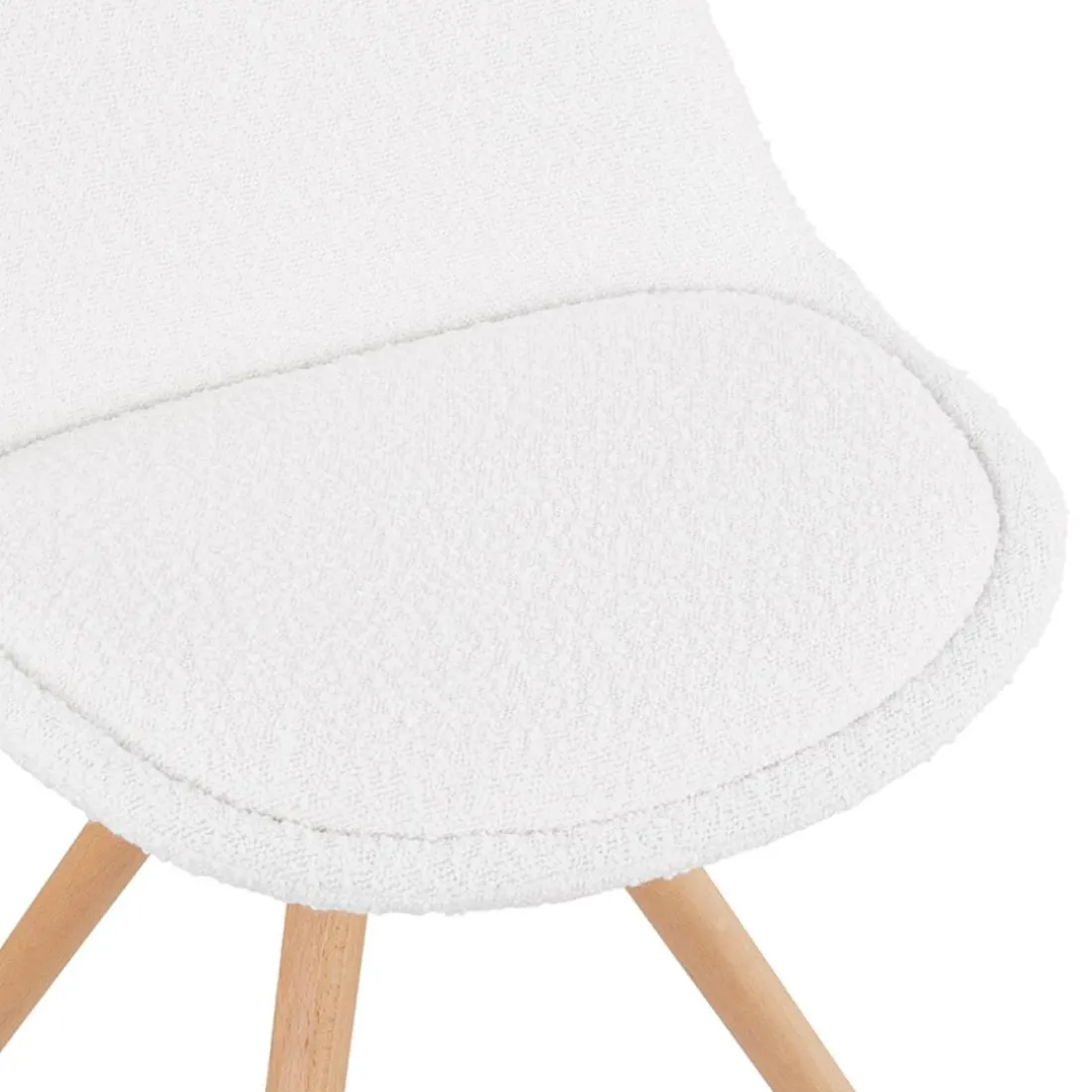Chaise design 'VALENTINE' en tissu bouloché blanc style scandinave
