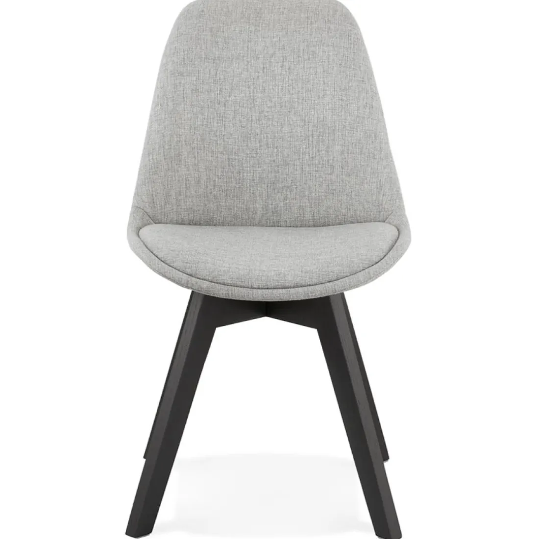 Chaise design 'WILLY' en tissu gris avec pieds en bois noir