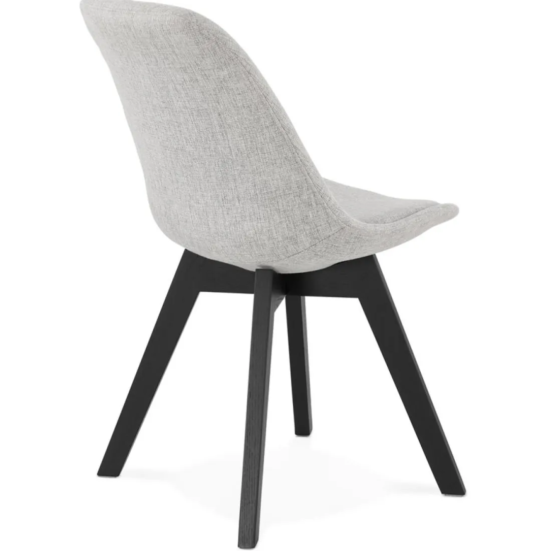 Chaise design 'WILLY' en tissu gris avec pieds en bois noir