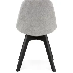 Chaise design 'WILLY' en tissu gris avec pieds en bois noir