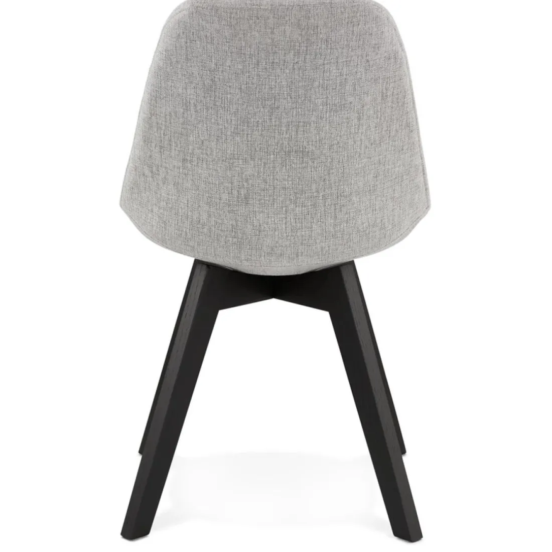 Chaise design 'WILLY' en tissu gris avec pieds en bois noir