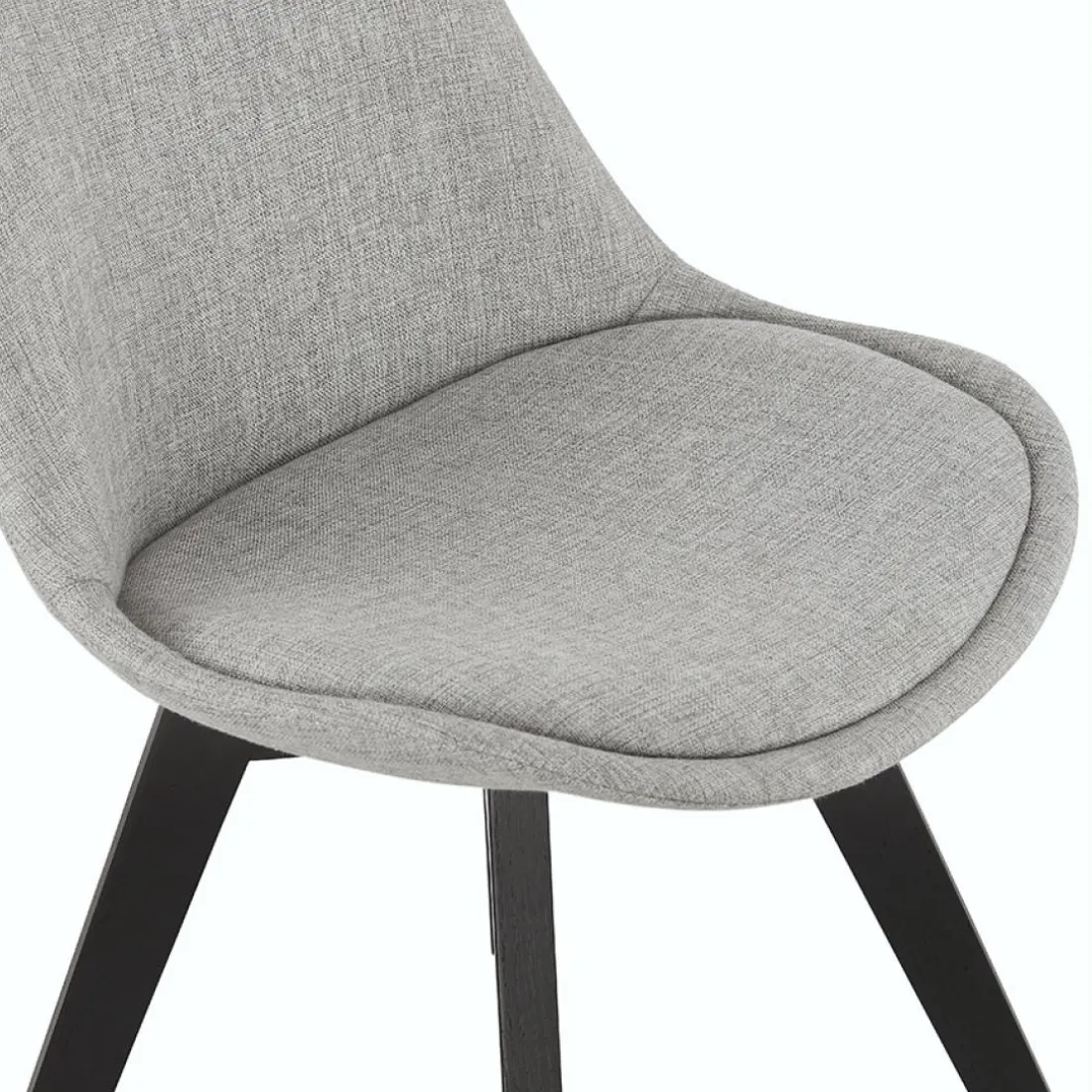 Chaise design 'WILLY' en tissu gris avec pieds en bois noir