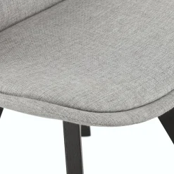 Chaise design 'WILLY' en tissu gris avec pieds en bois noir