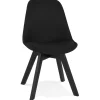 Chaise design 'WILLY' en tissu et bois noir