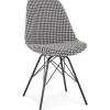 Chaise design 'ZAZY' en tissu pied de poule et pieds en métal noir