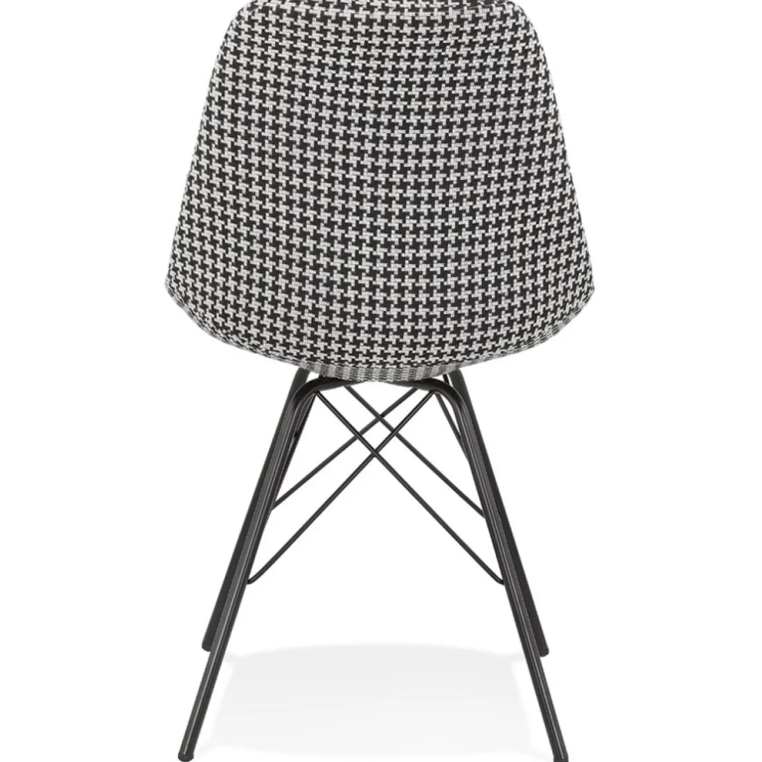 Chaise design 'ZAZY' en tissu pied de poule et pieds en métal noir