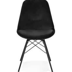 Chaise design 'ZAZY' en velours noir et pieds en métal noir