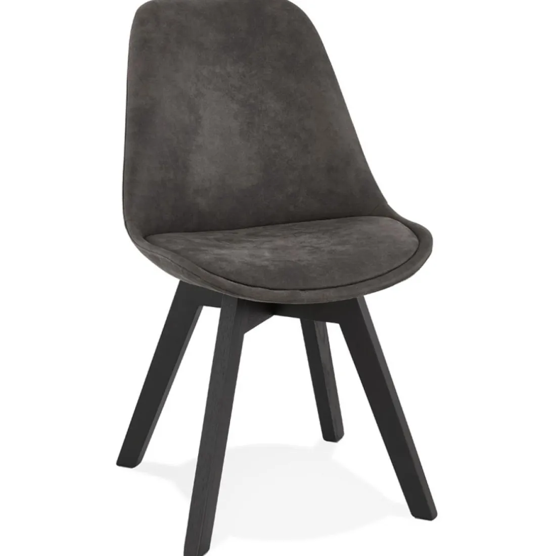 Chaise en microfibre grise 'AXEL' avec structure en bois noir