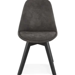 Chaise en microfibre grise 'AXEL' avec structure en bois noir