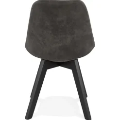 Chaise en microfibre grise 'AXEL' avec structure en bois noir