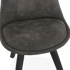 Chaise en microfibre grise 'AXEL' avec structure en bois noir