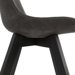 Chaise en microfibre grise 'AXEL' avec structure en bois noir
