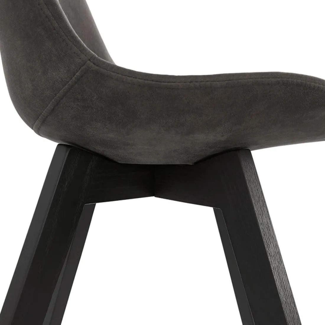 Chaise en microfibre grise 'AXEL' avec structure en bois noir