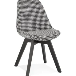 Chaise en tissu pied de poule 'JOE' avec structure en bois noir