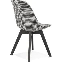 Chaise en tissu pied de poule 'JOE' avec structure en bois noir