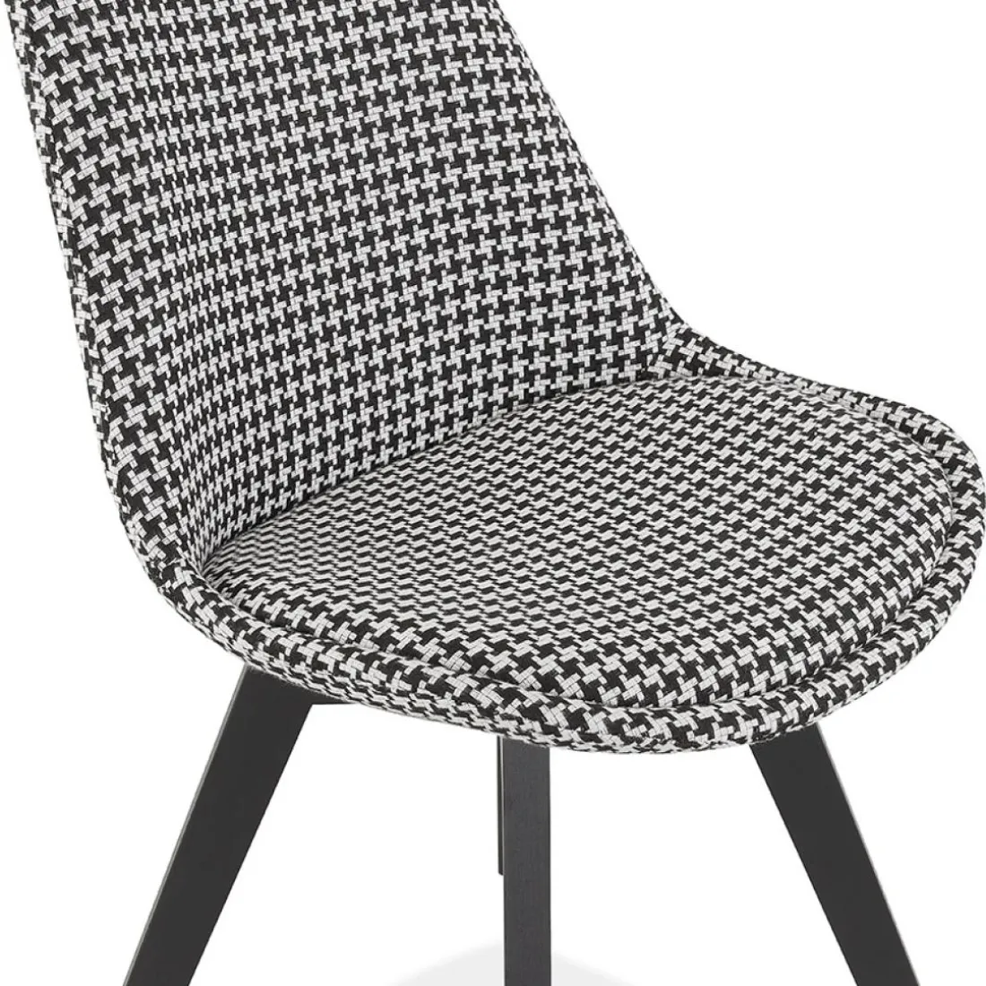 Chaise en tissu pied de poule 'JOE' avec structure en bois noir