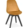 Chaise en velours moutarde 'JOE' avec structure en bois noir