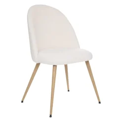 Chaise imitation hêtre bouclette Slano blanc
