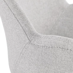 Chaise moderne 'ATOL' en tissu gris clair avec pieds en métal blanc