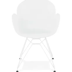 Chaise moderne 'FIDJI' blanche avec pieds en métal blanc