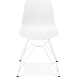 Chaise moderne 'GAUDY' blanche avec pied en métal blanc
