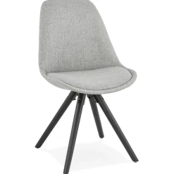 Chaise moderne 'HIPHOP' en tissu gris et pieds en bois noir