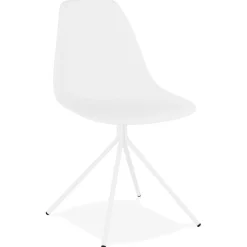 Chaise moderne 'LORY' blanche avec pied en métal