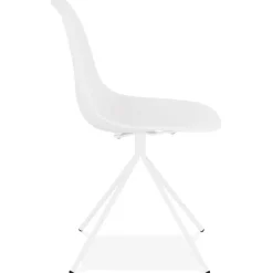 Chaise moderne 'LORY' blanche avec pied en métal
