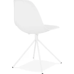 Chaise moderne 'LORY' blanche avec pied en métal