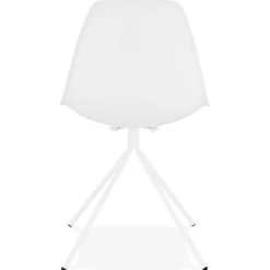 Chaise moderne 'LORY' blanche avec pied en métal
