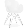 Chaise moderne 'UNAMI' blanche en matière plastique avec pieds en métal chromé